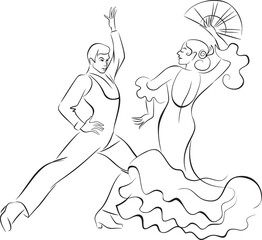 Man and woman dancing flamenco