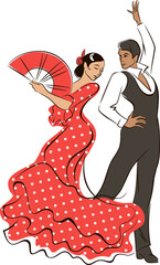 Man and woman dancing flamenco - obrazy, fototapety, plakaty