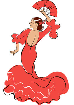 Flamenco dancer. Woman dancing flamenco in Spanish traditional dress
