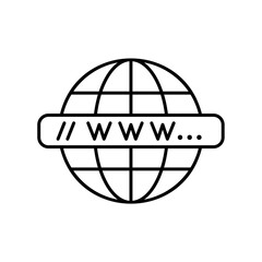 World wide web or www icon with globe and website address bar or domain