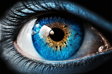 GENERATIVE AI close up of a blue eye - obrazy, fototapety, plakaty
