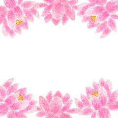 Lotus frame water lily crayon illustration