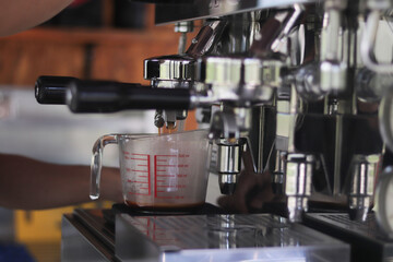 Barista brewing coffee, method pour over, drip coffee