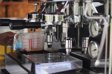 Barista brewing coffee, method pour over, drip coffee