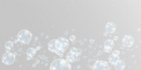 	
White beautiful bubbles on a transparent background vector illustration. Bubble.