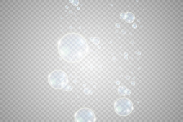 	
White beautiful bubbles on a transparent background vector illustration. Bubble.
