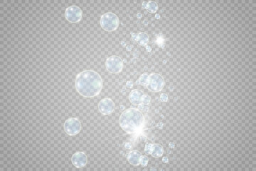 	
White beautiful bubbles on a transparent background vector illustration. Bubble.