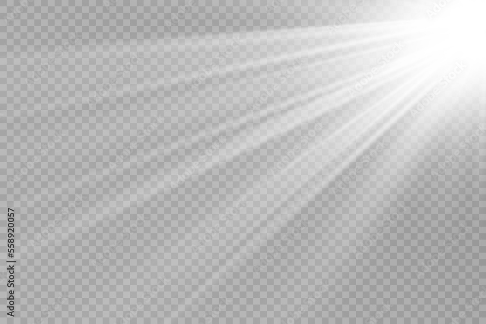 Poster special lens flash, light effect. the flash flashes rays and searchlight. illust.white glowing light