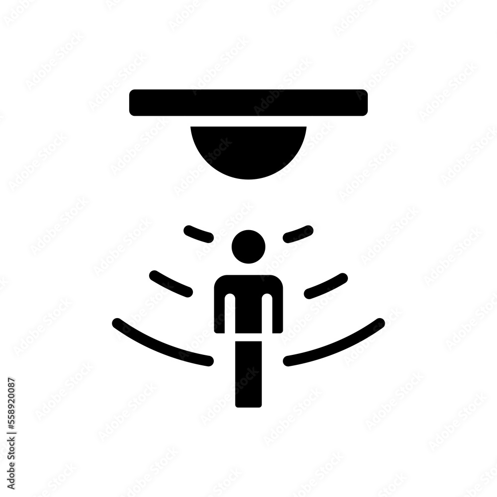Poster motion sensor black glyph icon. motion detection. smart home device. internet of things. security sy