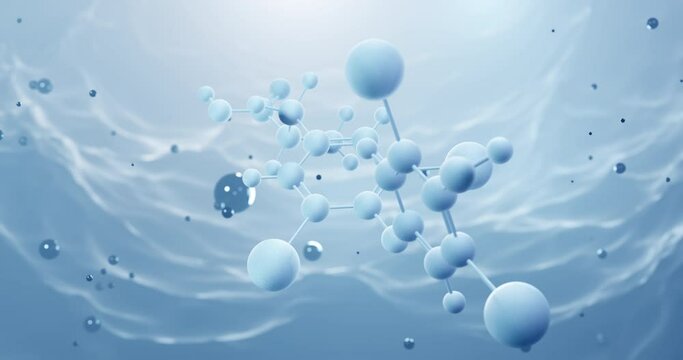 Thyroxine T4 molecule, rotating 3D model of Thyroid hormones under a microscope, looped video with alpha channel