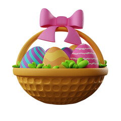 3D illustration Basket  Easter Egg Coloring 

