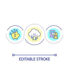 Cloud service price loop concept icon. Cheap data storage. Reduce costs. Save money. Digital products abstract idea thin line illustration. Isolated outline drawing. Editable stroke. Arial font used