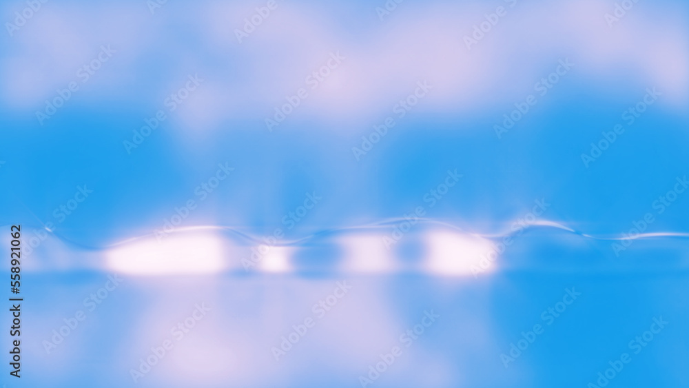 Poster blue sunny day shifting lines water bokeh background - abstract 3d rendering