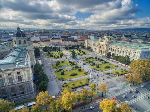 Museum of Natural History and Maria Theresien Platz. Large public square in Vienna, Austria