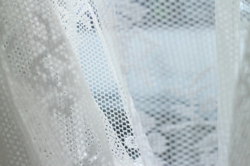 Texture and Pattern of White Lace Curtain