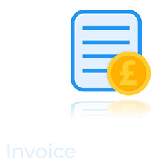 Invoice icon with pound on white