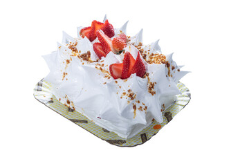 cake with cream and strawberries