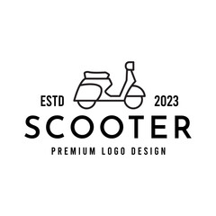 Moped scooter logo design. Retro scooter side view vector design.