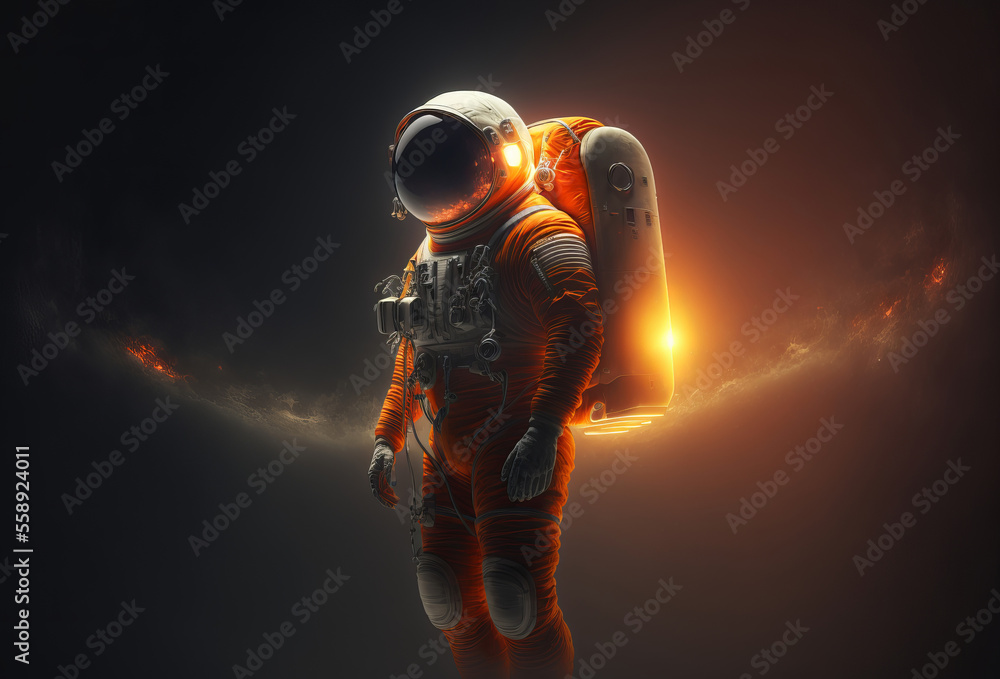 Canvas Prints a space astronaut figure wearing a helmet. side profile. generative ai