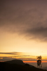 backdrop of the beautiful colors of the sky and the high mountain scenery in Chiang Mai is a beautiful scenery of nature in winter and is popular with tourists. Simple sky background with copy space