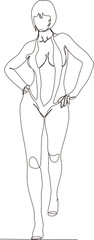 continuous line art of a sexy pin up girl in a classic pin up pose.vector