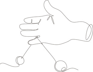 continuous line of Lato Lato on a cardboard background, a toy that is currently viral in Indonesia, is the focus of choice.vector,illustration