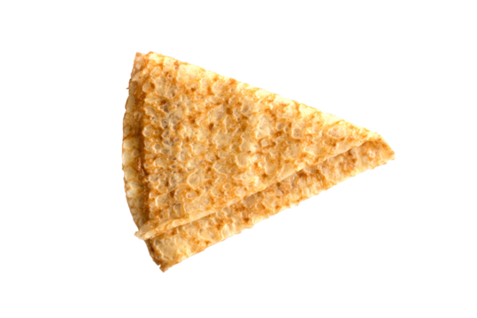 Close up photo on a  triangle folded crepe (french pancake) isolated on transparent background, Chandeleur or Candlemas traditional February holiday, png file