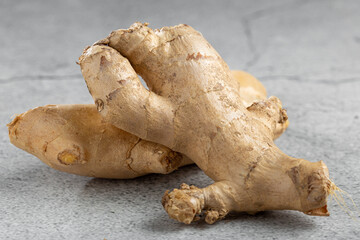 Organic fresh ginger root on the table.