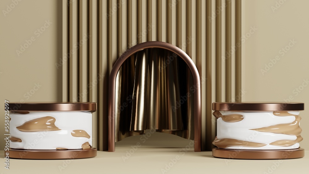 Poster elegant background with abstract shape on 3d rendering. 3d render illustration of product display pl
