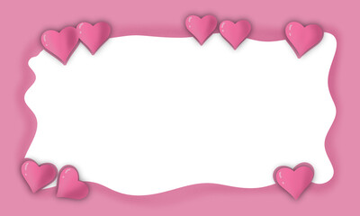 pink frame decoration with heart shape to celebrate valentine day. isolated transparent background png