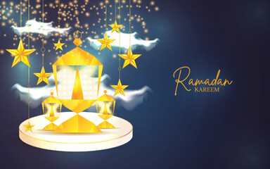 Ramadan kareem realistic background for islamic religious festive.
