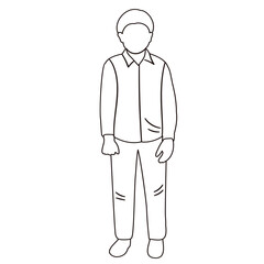 boy sketch ,contour on white background isolated vector