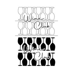 Wine club logo black illustration template vector.
