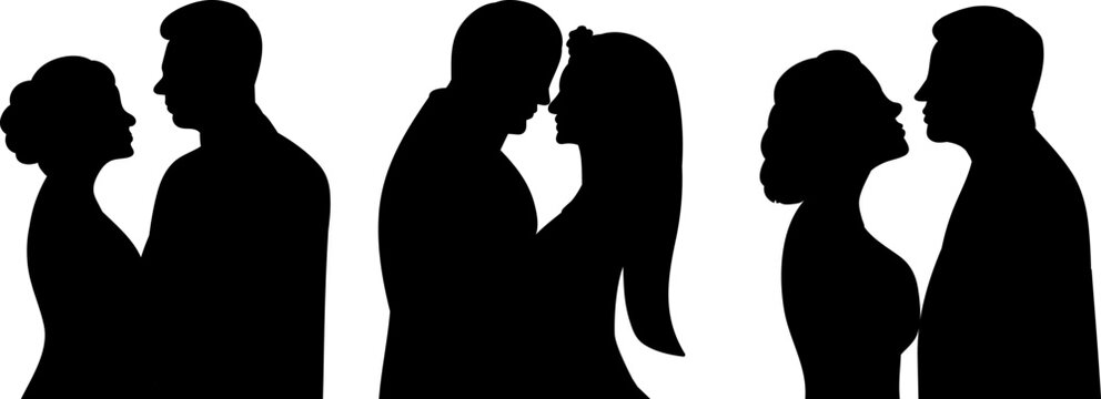 set portrait man and woman silhouette design vector