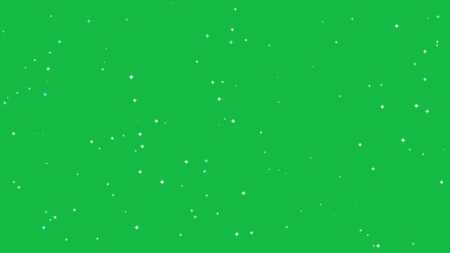 Blinking color stars on green screen background motion graphic effect