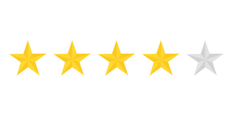 Five stars rating icon on transparent background.