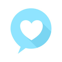 Speech bubble heart icon on transparent background.