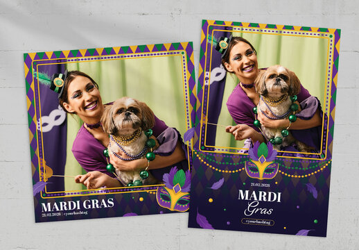 Mardi Gras Photo Card Layout