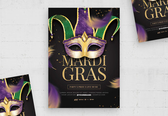 Mardi Gras Venetian Mask Masquerade Flyer Poster Layout