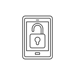 Locked mobile phone icon in line style icon, isolated on white background