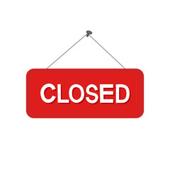 Closed sign icon on transparent background.	