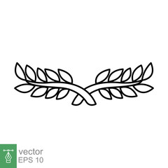 Laurel, wreath icon. Simple outline style. Symbol of victory, winner award, branch and leaves, roman concept. Line vector illustration design isolated on white background. EPS 10.
