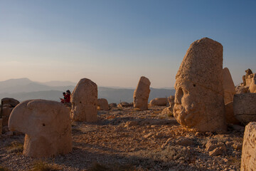 Tombs and monumental sculptures built by the Commagene King Antiochos I on the slopes of Mount...