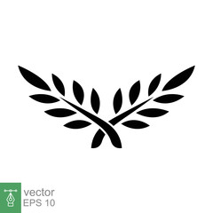 Laurel, wreath icon. Simple solid style. Symbol of victory, winner award, branch and leaves, roman concept. Silhouette sign. Glyph vector illustration design isolated on white background. EPS 10.