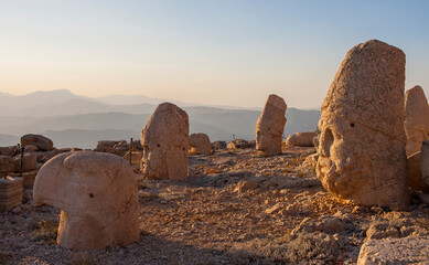 Tombs and monumental sculptures built by the Commagene King Antiochos I on the slopes of Mount...