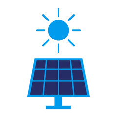 Sun and photovoltaic solar panel icon