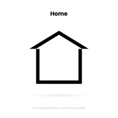 Flat minimal modern home, homepage, base, main page, house icon emblem symbol, sign. 3d blue home icon. Mobile app icons. Device UI UX mockup. Isolated vector elements.