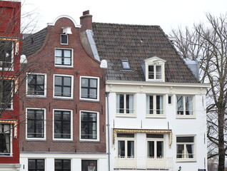 Amsterdam Staalkade Street House Facades Close Up, Netherlands