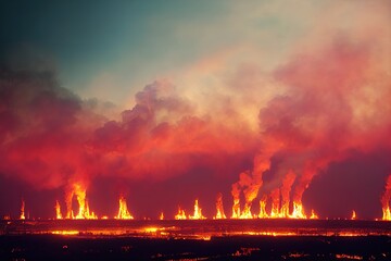 burning forest, disaster, air pollution, environmental problem