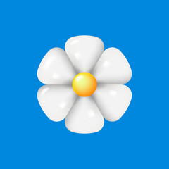 Realistic plastic chamomile. Isolated vector 3d white flower 